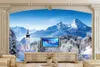 Fondos de pantalla Personalizado 3D Mural Bosque alpino Montaña de nieve Papel tapiz natural Restaurante Sala de estar Sofá TV Pared Dormitorio Papel de parede