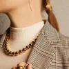 New Punk Gold Color Choker Necklace Collar Hip Hop Big Chunky Aluminum Thick Thin Round Bead Chain Necklace Women Jewelry320o