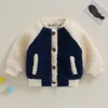 Coat Beqeuewll småbarn fleece vinter casual kontrast färg jacka knapp cardigan för spädbarn baby fall outwear topps 230928