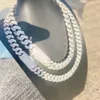 Collier personnalisé en diamant Miami, 13mm 14mm 15mm 17mm 19mm 20mm de largeur, trois rangées de diamants Vvs Moissanite, chaîne à maillons cubains