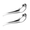 Spoons 2 Pcs Tablespoon Cereal Flat Soup Desert Silverware Rice Exquisite Stainless Steel Restaurant Scoop Child Large