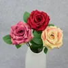 Fleurs décoratives 6 pièces Simulation Rose tête unique soie fleur artificielle bricolage saint valentin décoration de mariage hydratant Floral