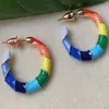 Boucles d'oreilles pendantes 22-23mm mode sept couleurs demi-cercle cloisonné or oreille année Thanksgiving CARNAVAL accessoires de cadeau de mariage