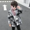 Abrigo Moda Niños Ropa Chaquetas Otoño Invierno Parka Ropa Medio Largo Cortavientos Plaid Espesar Cordero Niños Abrigos de lana 230928