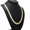 Mens Flat Herringbone Chain 14K Gold Plated 9mm 24 Necklace236K