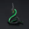 Hip Hop 5a CZ Stone Paled Bling Iced Out Black Cobra Snake Pendants Necklace For Men Rapper Jewelry Gift3470