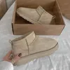 Designer Classic Ultra Mini Boots Snow Boot Platform Kort kvinnor Män Fur Sheepskin Tasman Tazz Chestnut Sand Mustard Seed Beige Australian Winter Ankle