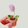 Decorative Flowers Hand-knitted Sunflower Tuilp Flower Crochet Potted Plants Homemade Woven Pot Home Decor