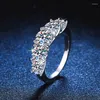 Cluster Rings 925 Sterling Silver 3.6ct 5 Stone Real Full Moissanite For Women Diamond Eternity Bridal Wedding Engagement Fine Jewelry