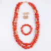 Halsbandörhängen Set Luxury African Wedding Coral Beads smycken för brudar Original Big Bridal Statement ABG177