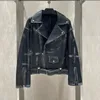 Women's Leather Women Coat Spring Genuine Jacket 2023 Fashion Short Length Moto & Biker Style Retro Erasing Process Drop-Shoulder