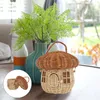 Storage Bottles Rattan Mushroom Basket Vegetable Tray Lid Desktop Small Hanging Adornment Mother