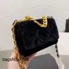 Taschen Designer Samt Abendtasche Damen Umhängetaschen Luxurys Zweifarbige Handtasche mit dicker Kette Klassische 19er-Jahre-Mini-Schultertasche mit Diamantgitter