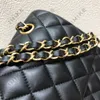 дизайнерская сумка Mirror Quality chan Bag Сумка Caviar из овечьей кожи и золота, серебра и металла с двойной буквой в квадратную полоску Женская сумка через плечо