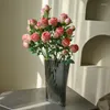 Fleurs décoratives fleur artificielle avec bord brûlé Vintage en plastique soie faux bureau fait à la main fleuriste jardin mariage décor à la maison
