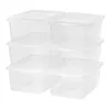 Boîte de rangement pour vêtements empilable en plastique, ensemble transparent de 6 pièces, organisation de la maison et cintres pour l'organisation des tiroirs à vêtements