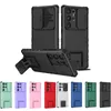 Schokbestendig Hybrid Dual Layer Kickstand Cases Voor Samsung Galaxy S23 Ultra S22 S21 S20 FE Note 20 A54 A24 A14 A34 Slide Camera Bescherming Beugel Telefoon Covers