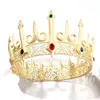 Barrettes à cheveux Barrettes Baroque Golden Queen Diadèmes Grand Cristal Grand Rond Royal King Couronne Exquise Strass Pageant Diadème Pa236R