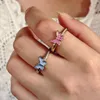 Cluster Rings Retro Minimalist Silver Color Open For Women Personality Feather Butterfly Adjustable Finger Ring Girl Jewelry Gift