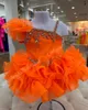 Cupcake Baby Girl Pageant Dress 2024 Ruffle Manga Cristais Glitz Little Kid Aniversário Formal Cocktail Party Vestido Infantil Criança Tiny Young Miss Neon Orange Kiwi