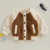 Coat Beqeuewll Toddler Fleece Winter Contraving Contraving Color Button Cardigan for Infant Baby Fall Outwear Tops 230928