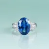 Cluster Rings Gem's Beauty 925 Sterling Silver 4ct Oval Cut Lab Blue Spinel For Women Modern Luxury Style Fine Jewelry