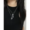 Pingente colares moda coreano cristal zircônia estrela colar para mulheres meninas 2023 legal punk goth y2k festa jewerly presentes