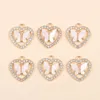 Charms 10Pcs 18 18MM Colorful Acrylic Butterfly Alloy Zircon Heart Charm For Women's Cute Necklace DIY Jewelry Making Earrings Pendant