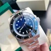 Med Box Mens Watch 44mm D-Blue Ceramic Bezel Dweller Sea Sapphire Cystal rostfritt stål med glidlåslås Automatisk mekanisk dykning Lysande klockor 2024