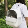 Bolsa de ombro portátil transparente para gatos, bolsa de ombro para animais de estimação, grande capacidade, respirável, mochila de cor pura