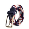 Belts Fashion Men And Women Elastic Belt 27 Colors Available Striped Stretch Braided Casual Waist Pin Buckle