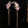 Hair Clips Chinese Hanfu Accessories Tassel Fake Earrings Hairband Leaf Floral TIaras Headband Travel Pography Fairy Jewelry