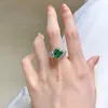 Cluster Rings Fashion Trend 925 Silver Inlaid 5A Zircon Green Tourmaline Gem Diamond Ring Simple Temperament Personality Ladies