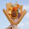 Dekorativa blommor handgjorda solros rose lavendel bukett bomullstråd virkning gör evig blommig gåva till flickvän heminredning