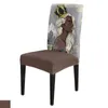 Capas de cadeira africano menina cinza pintura jantar capa 4/6/8pcs elastano elástico slipcover caso para casamento el banquete sala