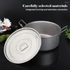 Pans 1.9L Pure Titanium Soup Pot With Folding Handle Outdoor Picnic Household Light Casserole Noodle Camping Tableware