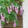 Flores Decorativas 130 CM Wisteria Flor Artificial Guirnalda De Ratán Arco Boda Hogar Jardín Oficina Decoración Colgante Planta Pared