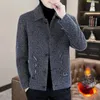 Misturas de lã masculina inverno outono moda masculina padrão imitar vison duplo bolso manga longa jaqueta de lã vintage casual lapela casaco masculino topo c110 230928