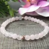 MG0967 6 mm Matte Rose Quartz Bracelet Rose Gold Color Beaded Bracelet High Quality Healing Crystals Yoga Mala Jewelry217V