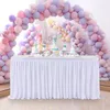 Tischrock mit Rüschen, Polyester, plissiert, für Geburtstag, Baby, weiße Dekoration, Party, Dusche, Hochzeit