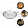 Pans Stainless Steel Pot Camping Cookwear Kitchen Cooking Supply Stove Dry Double Metal Handle Household