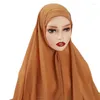 Etniska kläder Instant Chiffon Hijab For Muslim Women inre pannband Womaen Cap Bonnet Långt sjal med Jersey underkärl Nacke Cover