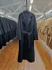 Women's Wool Blends Korea Autumn And Winter Woolen Overcoat Women XLong Loose Lacing Belt Black Gray Double Sided 100 Coat Jacket 230928