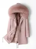 Femmes manteau de fourrure de renard à capuche manteau d'hiver vêtements d'extérieur épaissir vestes Parka hauts longs grande taille rose vêtements M L XL XXL XXXL