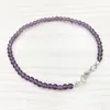 MG0141 Cavigliera con ametista naturale intera fatta a mano cavigliera con perline di cristallo viola mala 4 mm Mini gioielli con pietre preziose3366