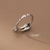 Bagues de cluster Véritable 925 Sterling Silver Safety Pin avec Zircon Délicat Trombone Ouvert Bague Fine Bijoux Pour Femmes