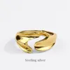 Anéis de cluster 14k ouro prata esterlina 925 para mulheres fishtail aberto ajustável casamento bandas figner jóias finas chique menina presentes