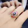 Cluster Rings Natural Real Black Opal Sapphire Ring Luxury Style 0.5ct 1pc 0.3ct 12pcs Gemstone 925 Sterling Silver Fine Jewelry J23841