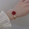 Link bransoletki perłowa bransoletka kwiatowa biała czerwona róża luksusowy koreańsko -mody zestaw biżuterii Zestaw biżuterii