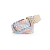 Cintos Candy Color Cinto Respirável Trança Moda Preguiçoso Ajustável Elástico Casual Cintura Fivela